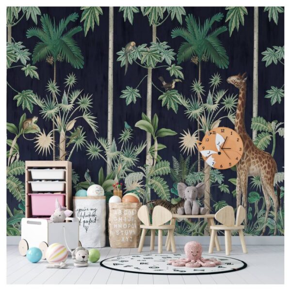 Tropical Forest With Giraffe Wall Mural - Image 2