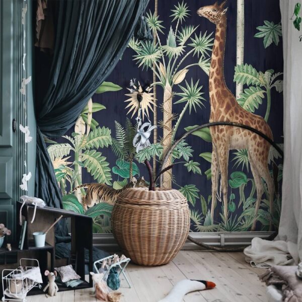 Tropical Forest With Giraffe Wall Mural - Image 4