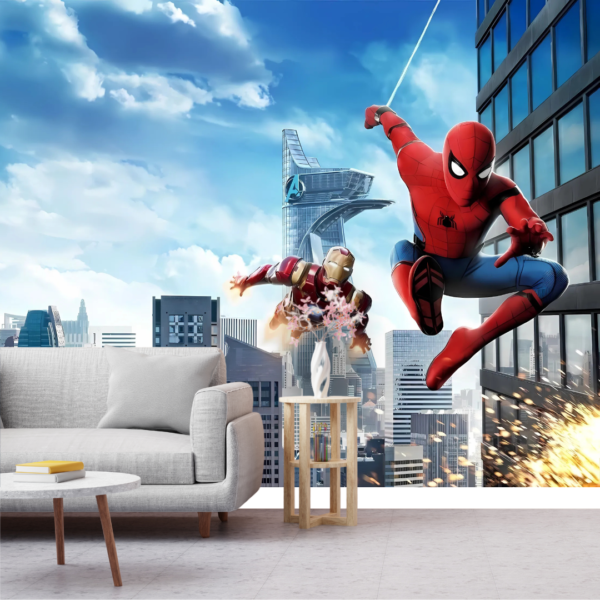 Spider Man Home Coming and Iron Man Wall Mural For Kids Room