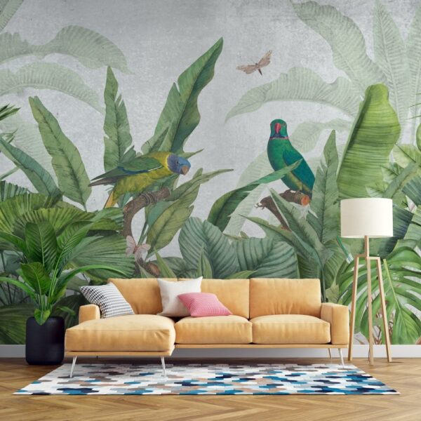 Parrots in the Amazon Forest Wall Mural - Image 2