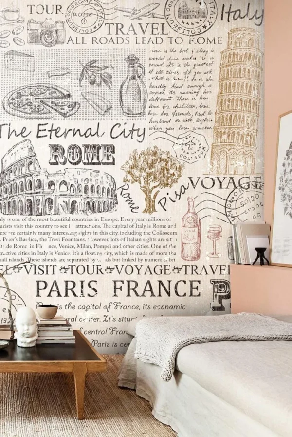 Vintage Travel Collage Wall Mural – Retro Adventure Decor - Image 3