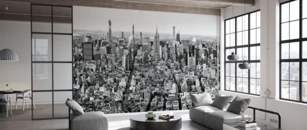 Black Manhattan Wall Mural – Stylish New York City Skyline Decor