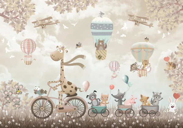 Adventure on Bicycle Kids Wallpaper - Image 3
